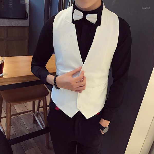 pure color men nightclub vests stand collar large size s-5xl white and black waistcoat male1, Black;white
pure color men nightclub vests stand collar large size s-5xl white and black waistcoat male1, Black;white