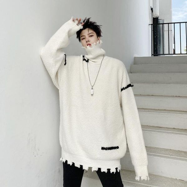 men turtleneck hole loose knitwear thick pullover sweater male women streetwear hip hop punk gothic sweater1, White;black
men turtleneck hole loose knitwear thick pullover sweater male women streetwear hip hop punk gothic sweater1, White;black