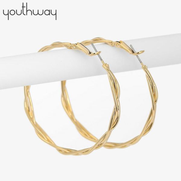 new trendy big large hoop earrings real gold plated brass twisted huggies hoop earrings ladies women formal jewelry, Golden;silver
new trendy big large hoop earrings real gold plated brass twisted huggies hoop earrings ladies women formal jewelry, Golden;silver