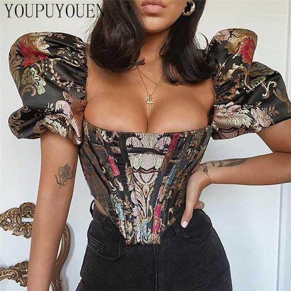 puff sleeve shirt floral crop blouse women party square neck 2020 summer fashion short blouses elegant bustier1, White
puff sleeve shirt floral crop blouse women party square neck 2020 summer fashion short blouses elegant bustier1, White