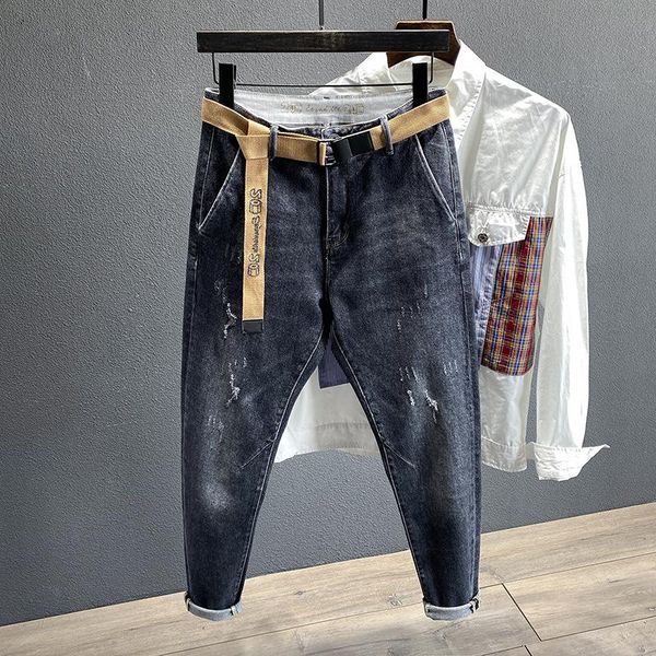 2y stretch dark grey non perforated harem jeans for men and korea new simple youth versatile little foot daddy pants wholesale, Blue
2y stretch dark grey non perforated harem jeans for men and korea new simple youth versatile little foot daddy pants wholesale, Blue