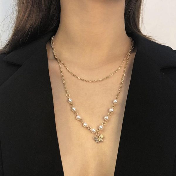 chains 2021 double layer chain gold color choker necklace women korean style pearl pendant fashion jewelry collar, Silver
chains 2021 double layer chain gold color choker necklace women korean style pearl pendant fashion jewelry collar, Silver