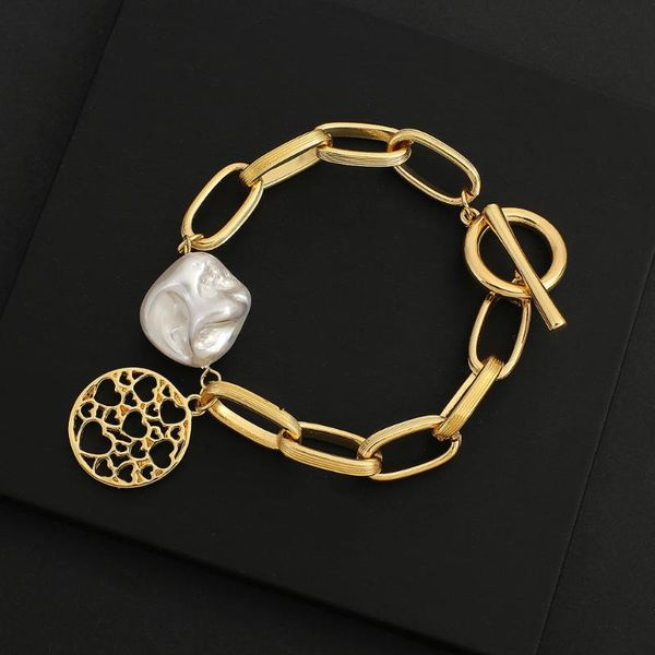 aensoa wholesale thick chain pearl charms bracelets for women couples vintage simple metal hollow heart round pendant bracelets, Black
aensoa wholesale thick chain pearl charms bracelets for women couples vintage simple metal hollow heart round pendant bracelets, Black