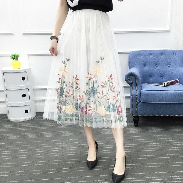 2019 spring summer elastic waist flower embroidery mesh midi skirt womens a-line boho tulle big swing pleated beach skirts, Black
2019 spring summer elastic waist flower embroidery mesh midi skirt womens a-line boho tulle big swing pleated beach skirts, Black