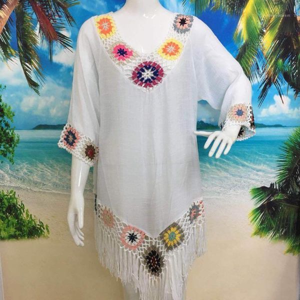 women's swimwear 2021 hand hook flower stitching tassel beach blouse hollow fashion loose holiday sun-protective clothing1, White;black
women's swimwear 2021 hand hook flower stitching tassel beach blouse hollow fashion loose holiday sun-protective clothing1, White;black
