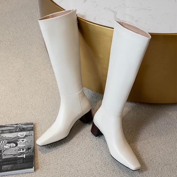 genuine leather thick high heels knee high boots shoes woman zipper square toe wedding party women's boots, Black
genuine leather thick high heels knee high boots shoes woman zipper square toe wedding party women's boots, Black