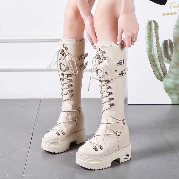 boots lace up knee high for women wedge long metal buckle punk height increasing shoes 2021 motorcycle, Black
boots lace up knee high for women wedge long metal buckle punk height increasing shoes 2021 motorcycle, Black