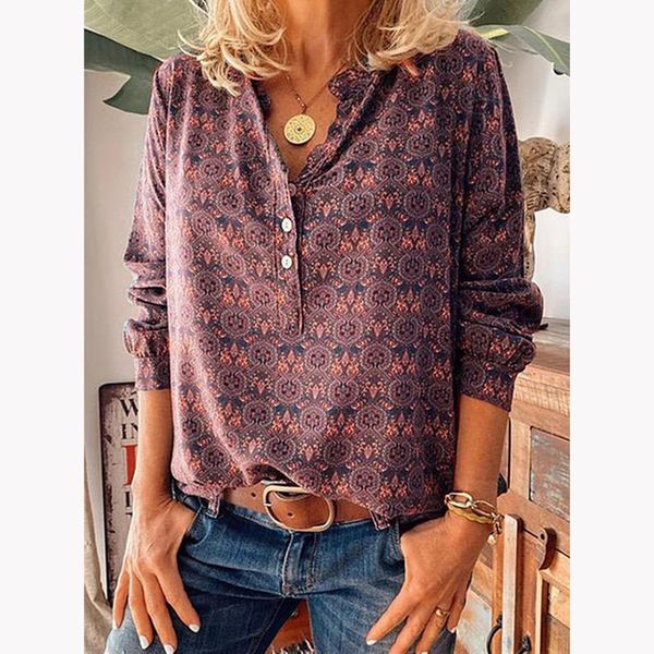 european and american fashion women's t-shirt retro printed v-neck long sleeve loose blouse, White
european and american fashion women's t-shirt retro printed v-neck long sleeve loose blouse, White