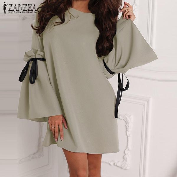 casual dresses s 5xl zanzea summer ladies party mini dress 2021 women solid long flare sleeve bow tie chic short vestidos, Black;gray
casual dresses s 5xl zanzea summer ladies party mini dress 2021 women solid long flare sleeve bow tie chic short vestidos, Black;gray