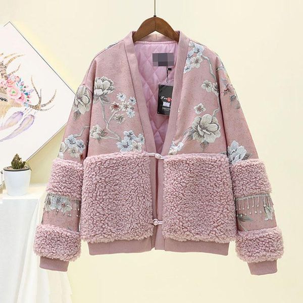 2020 winter new retro plate buckle jacquard embroidery stitching lamb wool diamond loose cotton coat cotton jacket women1, Black
2020 winter new retro plate buckle jacquard embroidery stitching lamb wool diamond loose cotton coat cotton jacket women1, Black