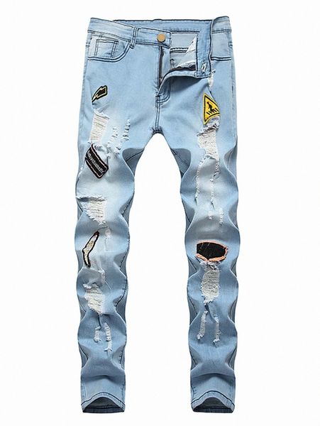 men ripped patched skinny jeans y872#, Blue
men ripped patched skinny jeans y872#, Blue