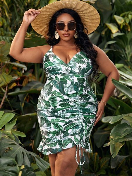 plus tropical print drawstring bikini swimsuit 08ss#, Black
plus tropical print drawstring bikini swimsuit 08ss#, Black