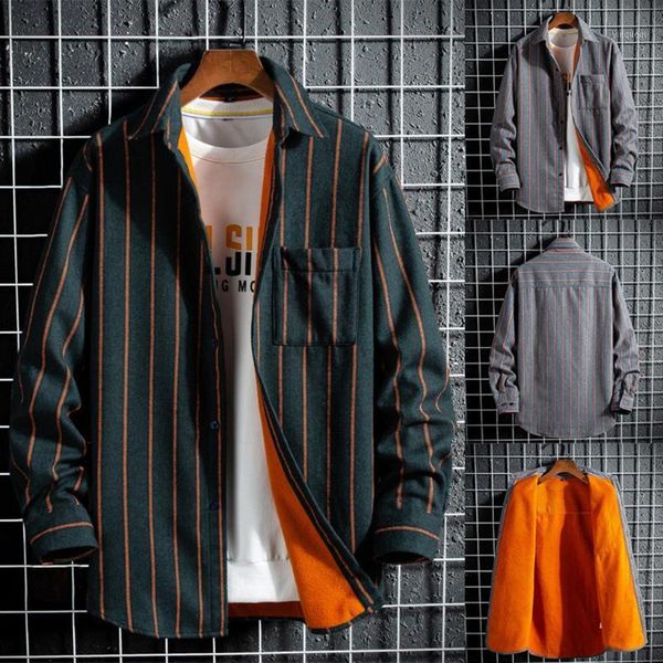 men's thickened and cashmere stripe shirt long sleeve shirt blouse high street streetwear male's daily shirts camicie da uomo#31, White;black
men's thickened and cashmere stripe shirt long sleeve shirt blouse high street streetwear male's daily shirts camicie da uomo#31, White;black