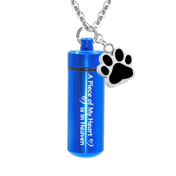 aluminum alloy pet paws cylinder cremation ashes urn memorial pendant jewelry ashes necklace-a piece of my heart is in heaven, Silver
aluminum alloy pet paws cylinder cremation ashes urn memorial pendant jewelry ashes necklace-a piece of my heart is in heaven, Silver