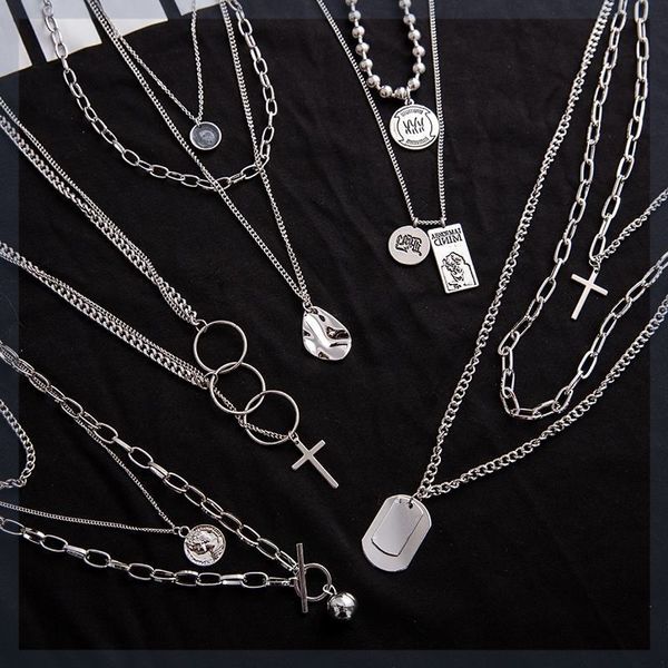 dark girl korean ins personality trend alloy multi-layer pendant cross necklace men and women, Silver
dark girl korean ins personality trend alloy multi-layer pendant cross necklace men and women, Silver
