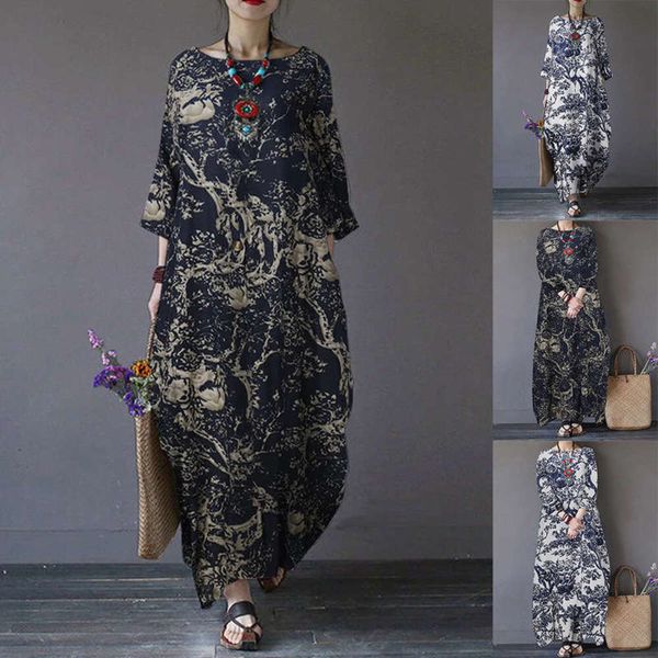 2020 new round neck dress autumn women's ethnic print 3 / 4 sleeve loose long skirt, Black;gray
2020 new round neck dress autumn women's ethnic print 3 / 4 sleeve loose long skirt, Black;gray