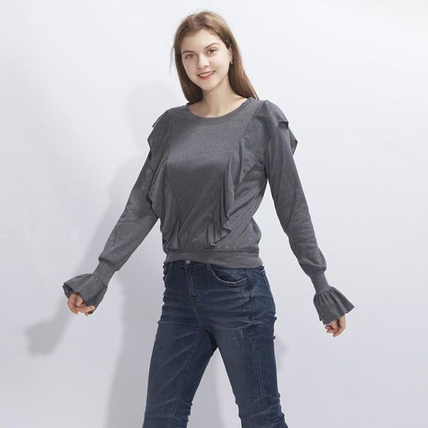 women o-neck long sleeve ruffles tee shirts fashion solid color flare sleeve female t-shirts spring women casual tee 1, White
women o-neck long sleeve ruffles tee shirts fashion solid color flare sleeve female t-shirts spring women casual tee 1, White