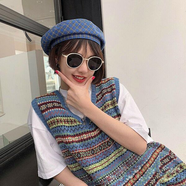 fashion vintage women beanie beret winter warmer french artist beret hat plaid ski caps gifts, Blue;gray
fashion vintage women beanie beret winter warmer french artist beret hat plaid ski caps gifts, Blue;gray