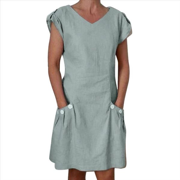 2021 women casual dress solid ruffled pockets v neck shift cotton button pocket buttoned decor dresses women dress, Black;gray
2021 women casual dress solid ruffled pockets v neck shift cotton button pocket buttoned decor dresses women dress, Black;gray