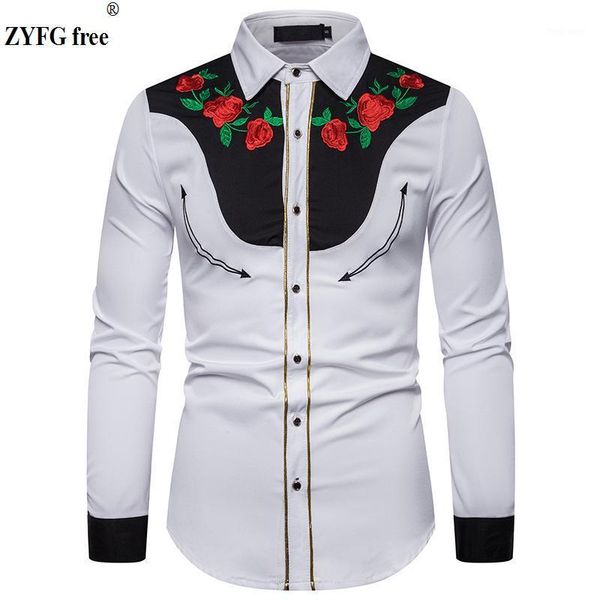 western style men casual shirt mens flower embroidery shirts edge modification design spring shirt men eu size 1, White;black
western style men casual shirt mens flower embroidery shirts edge modification design spring shirt men eu size 1, White;black