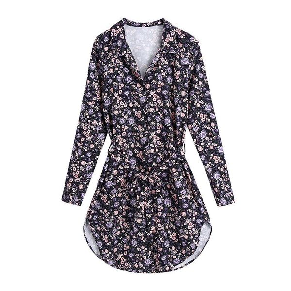 casual dresses blsqr vintage floral print mini dress women lapel long sleeve retro belt pleated chic shirt vestido, Black;gray 
casual dresses blsqr vintage floral print mini dress women lapel long sleeve retro belt pleated chic shirt vestido, Black;gray