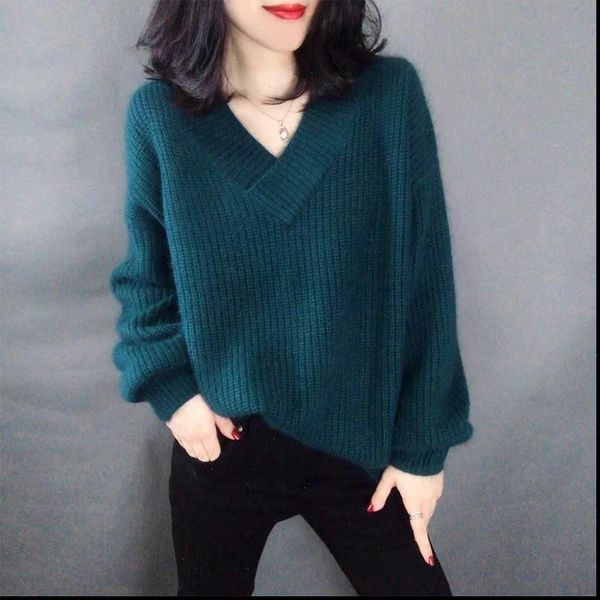 0.5 oversized thick spring autumn knitted women sweater v neck mohair lantern sleeve solid color pullovers plus size max weight, White;black
0.5 oversized thick spring autumn knitted women sweater v neck mohair lantern sleeve solid color pullovers plus size max weight, White;black