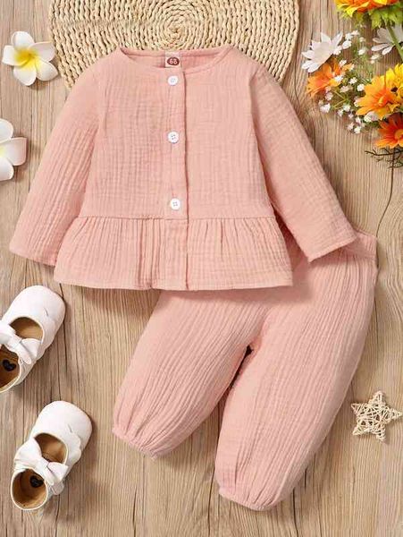 baby solid peplum & pants she, White