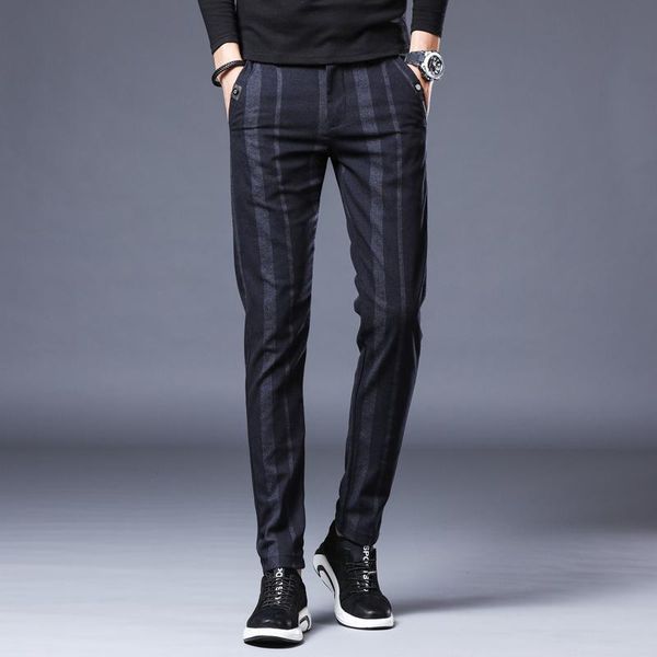 black striped pencil pants mens 2020 autumn new smart casual fashion breathable office slim all-match trousers for male y3355
black striped pencil pants mens 2020 autumn new smart casual fashion breathable office slim all-match trousers for male y3355