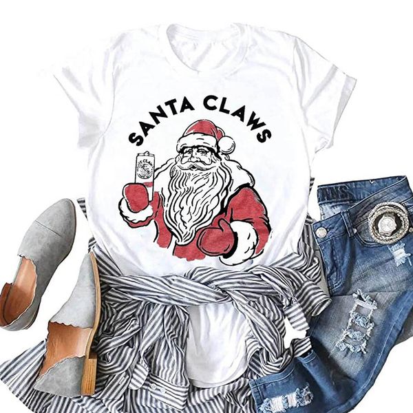 women tshirt designer christmas santa claws print t shirts summer short sleeved crew neck t-shirt blouse womens tees s-2xl, White
women tshirt designer christmas santa claws print t shirts summer short sleeved crew neck t-shirt blouse womens tees s-2xl, White