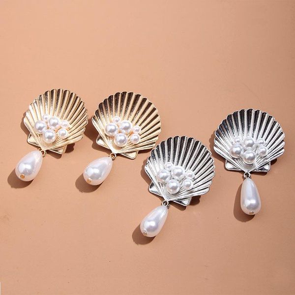 european and american metal gold-plated shell earrings bohemia style freshwater pearl earrings accessories, Silver
european and american metal gold-plated shell earrings bohemia style freshwater pearl earrings accessories, Silver