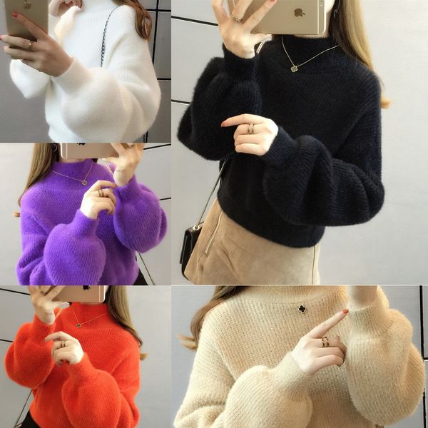 2020 short student korean style women's new autumn and winter lantern sleeve loose outer wear coat sweater half-height collar base swea, White;black
2020 short student korean style women's new autumn and winter lantern sleeve loose outer wear coat sweater half-height collar base swea, White;black
