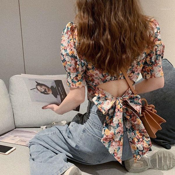 women puff sleeve floral bowknot blouse square collar short sleeve shirts vintage style summer lace-up crop blouses1, White
women puff sleeve floral bowknot blouse square collar short sleeve shirts vintage style summer lace-up crop blouses1, White
