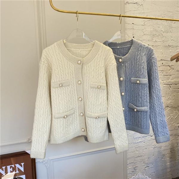 women's knits & tees 2021 fashion brand women sweater autumn knitted casual o neck thick solid single-breasted pearl buttons, White
women's knits & tees 2021 fashion brand women sweater autumn knitted casual o neck thick solid single-breasted pearl buttons, White