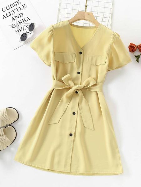 girls puff sleeve belted dress she01, Red;yellow
girls puff sleeve belted dress she01, Red;yellow
