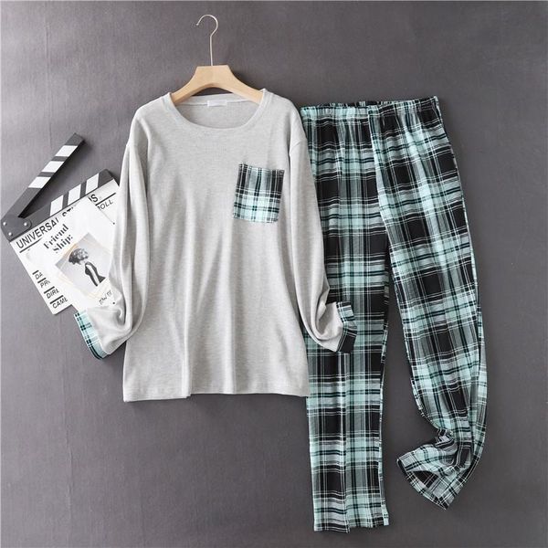 men's sleepwear japanese spring and autumn plus size cotton knitted pajamas suit simple plaid long-sleeved trousers home service men, Black;brown
men's sleepwear japanese spring and autumn plus size cotton knitted pajamas suit simple plaid long-sleeved trousers home service men, Black;brown