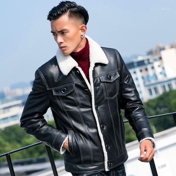 men genuine sheep leather shearing real fur coat winter jacket men's vintage motorcycle warm wool jackets casaco yy9761, Black
men genuine sheep leather shearing real fur coat winter jacket men's vintage motorcycle warm wool jackets casaco yy9761, Black