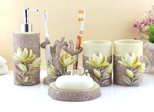 floral bathroom accessories set 5 pieces 3d mognolia shape bathroom decoration home decor resin l ornament
floral bathroom accessories set 5 pieces 3d mognolia shape bathroom decoration home decor resin l ornament
