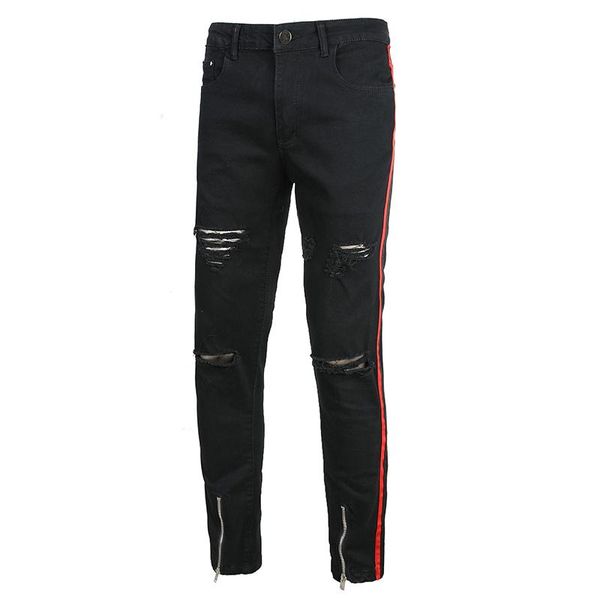 moruancle men's red black stripe line patchwork ripped jeans slim fit zippers holes distressed stretch denim pants, Blue
moruancle men's red black stripe line patchwork ripped jeans slim fit zippers holes distressed stretch denim pants, Blue
