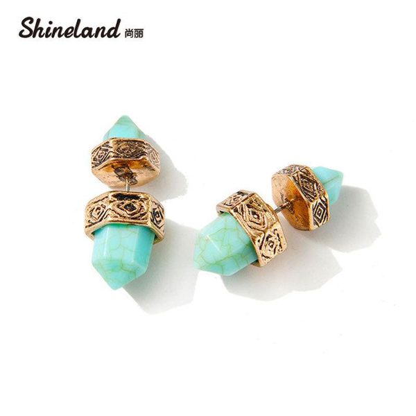 stud shineland european ethnic jewelry trendy bijoux earrings hexagonal prism pile blue stone double women, Golden;silver
stud shineland european ethnic jewelry trendy bijoux earrings hexagonal prism pile blue stone double women, Golden;silver