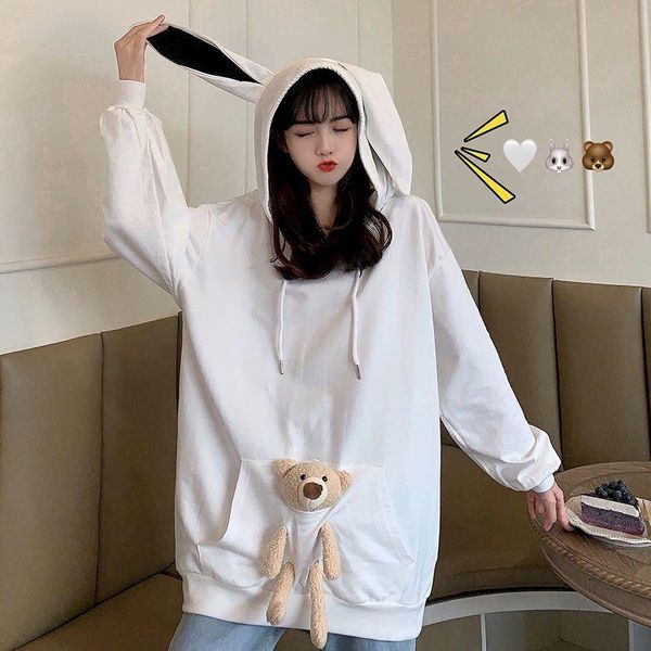 autumn women's rabbit ears white the version hooded long-sleeved hoodies of bear korean 20 outer wear loose lazy cute btdvp, Black
autumn women's rabbit ears white the version hooded long-sleeved hoodies of bear korean 20 outer wear loose lazy cute btdvp, Black