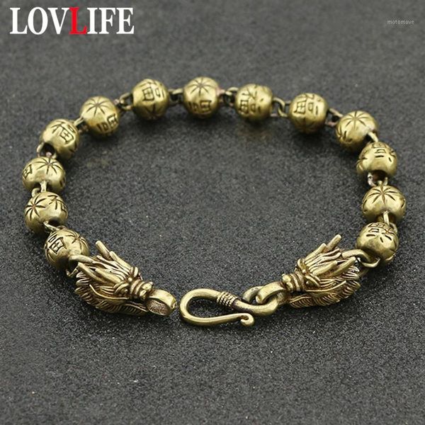 link, chain vintage chinese letter blessing beads dragon head bracelets for women brass craft accessories punk retro men bracelet gift1, Black
link, chain vintage chinese letter blessing beads dragon head bracelets for women brass craft accessories punk retro men bracelet gift1, Black