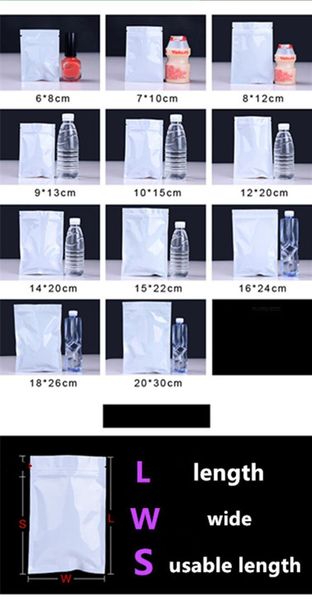 100pcs white aluminum foil zip lock food package bag self seal zippr mylar foil bag for drysaltery cook jllhrb loveshop01
100pcs white aluminum foil zip lock food package bag self seal zippr mylar foil bag for drysaltery cook jllhrb loveshop01