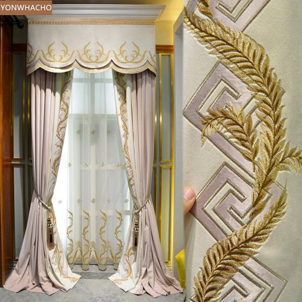 custom curtains american luxury high-class pink white embroidered velvet cloth blackout curtain tulle valance drape b670
custom curtains american luxury high-class pink white embroidered velvet cloth blackout curtain tulle valance drape b670
