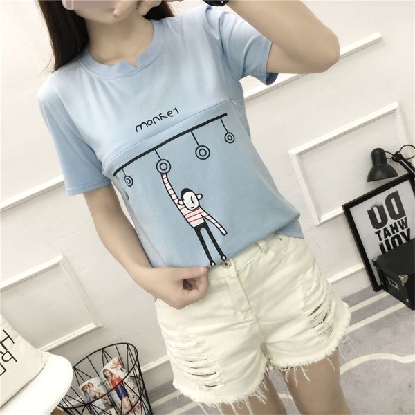 2020 summer short-sleeved lactation printed t-shirt fashion pregnant women breastfeeding tees o-neck maternity nursing tees 1015, White
2020 summer short-sleeved lactation printed t-shirt fashion pregnant women breastfeeding tees o-neck maternity nursing tees 1015, White