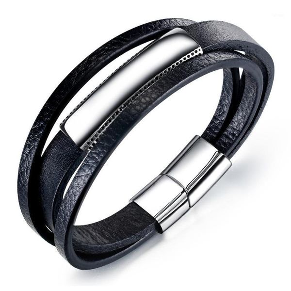 punk three layers black leather bracelet for men jewellery accessories 2020 smooth stainless steel buckle charm pulseiras bijoux1, Golden;silver
punk three layers black leather bracelet for men jewellery accessories 2020 smooth stainless steel buckle charm pulseiras bijoux1, Golden;silver