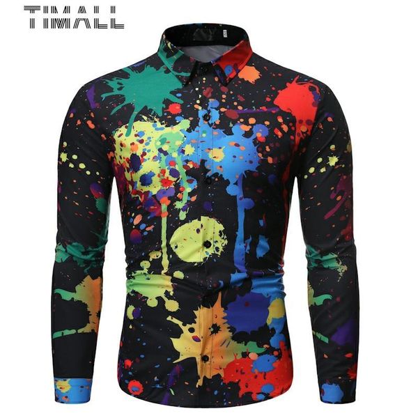 timallnew fashion graffiti style design men casual shirt, versatile casual lapel men's long sleeve slim camisa masculina shirt, White;black
timallnew fashion graffiti style design men casual shirt, versatile casual lapel men's long sleeve slim camisa masculina shirt, White;black
