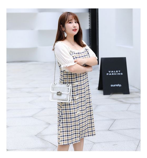 xl xxl 3xl 4xl new summer 2020 women long dress short sleeve big size plaid square collar faux two piece mid calf vintage lady, Black;gray
xl xxl 3xl 4xl new summer 2020 women long dress short sleeve big size plaid square collar faux two piece mid calf vintage lady, Black;gray