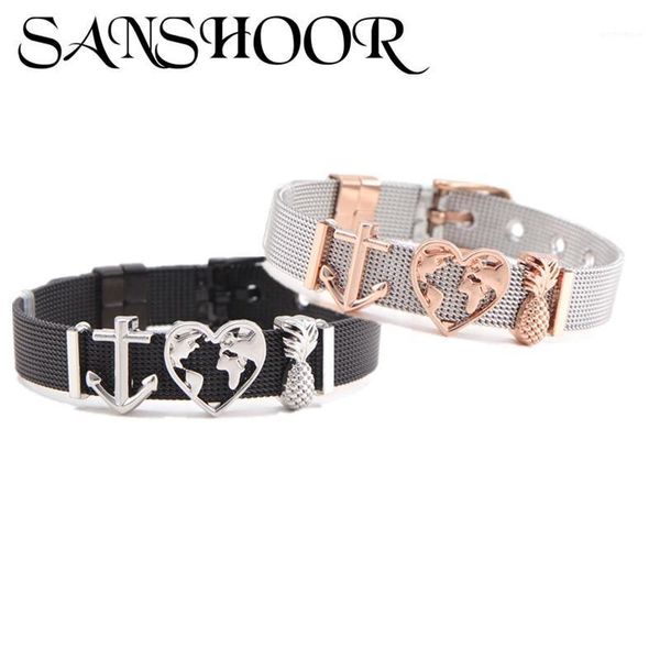 charm bracelets drop sanshoor jewelry anchor heart slide charms fit 10mm stainless steel mesh bracelet set for women as gift1, Golden;silver
charm bracelets drop sanshoor jewelry anchor heart slide charms fit 10mm stainless steel mesh bracelet set for women as gift1, Golden;silver