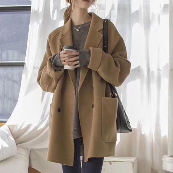 2020 autumn and winter overcoat double-sided cashmere coat korean style lazy loose simple literary wool coat women tide1, Black
2020 autumn and winter overcoat double-sided cashmere coat korean style lazy loose simple literary wool coat women tide1, Black