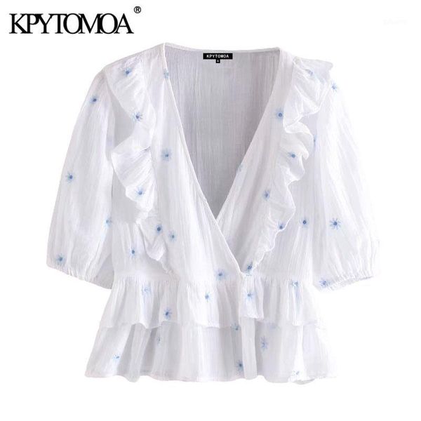 kpytomoa women 2020 sweet fashion floral embroidery ruffled blouses vintage v neck short sleeve female shirts blusas chic 1, White
kpytomoa women 2020 sweet fashion floral embroidery ruffled blouses vintage v neck short sleeve female shirts blusas chic 1, White